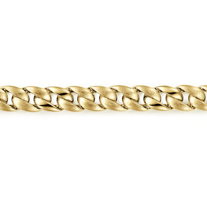 8mm 14K Yellow Gold Men's Solid Flat Heavy Link Chain Bracelet