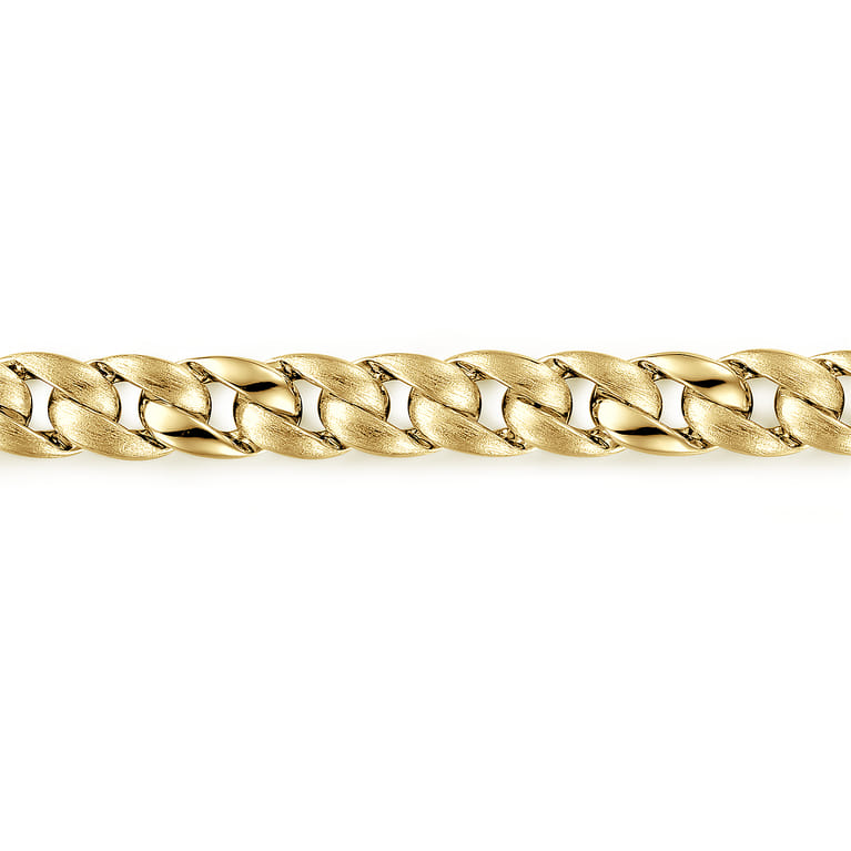 8mm 14K Yellow Gold Men's Solid Flat Heavy Link Chain Bracelet - Shot 2