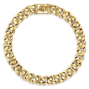 8mm 14K Yellow Gold Solid Flat Heavy Chain Bracelet