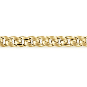 8mm 14K Yellow Gold Solid Flat Heavy Chain Bracelet
