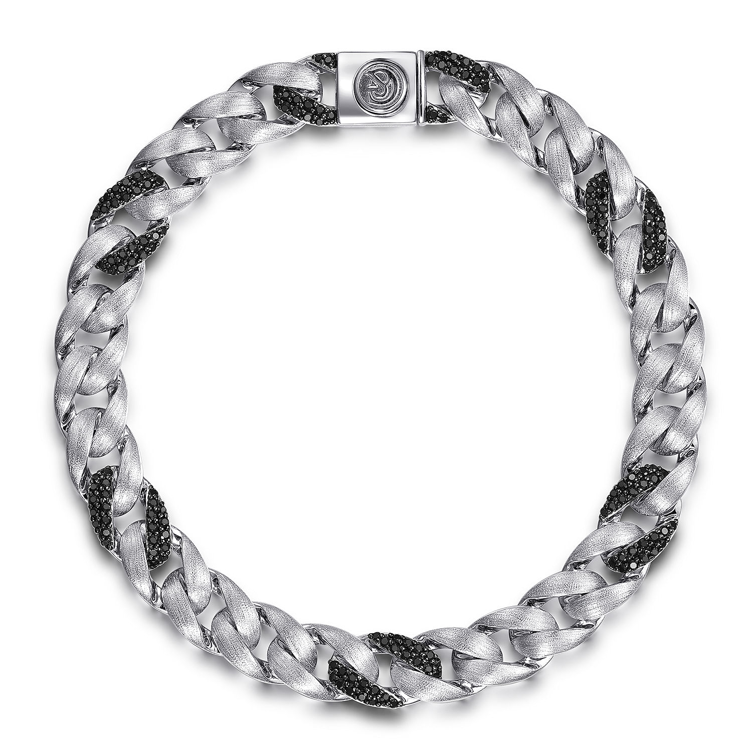 8mm 925 Sterling Silver Black Spinel Cuban Link Chain Mens Bracelet