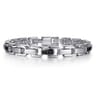8mm 925 Sterling Silver Black Spinel Men's Cylindrical Mix Link Chain Bracelet