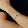 8mm 925 Sterling Silver Black Spinel Men's Cylindrical Mix Link Chain Bracelet