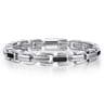 8mm 925 Sterling Silver Black Spinel Men's Cylindrical Mix Link Chain Bracelet