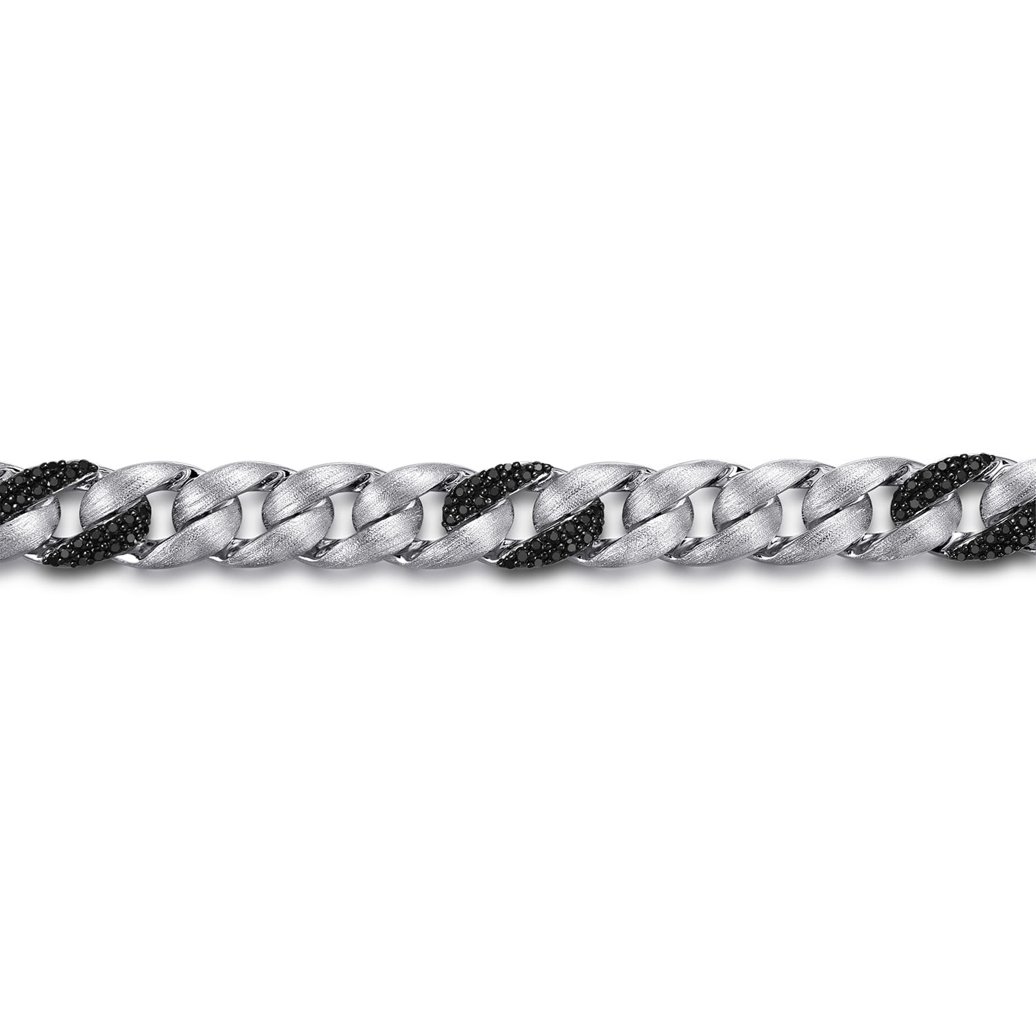 8mm 925 Sterling Silver Black Spinel Men's Solid Cuban Link Chain Bracelet - Shot 2