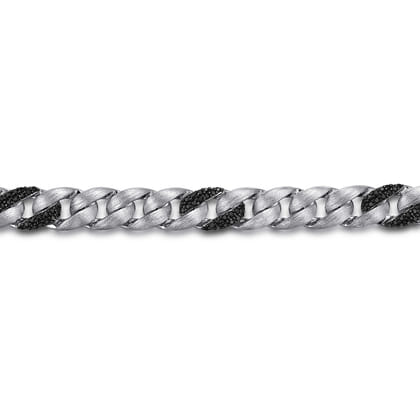 8mm 925 Sterling Silver Black Spinel Men's Solid Cuban Link Chain Bracelet