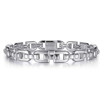 8mm 925 Sterling Silver Men's Cylindrical Mix Link Chain Bracelet