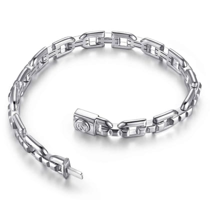 8mm 925 Sterling Silver Men's Cylindrical Mix Link Chain Bracelet