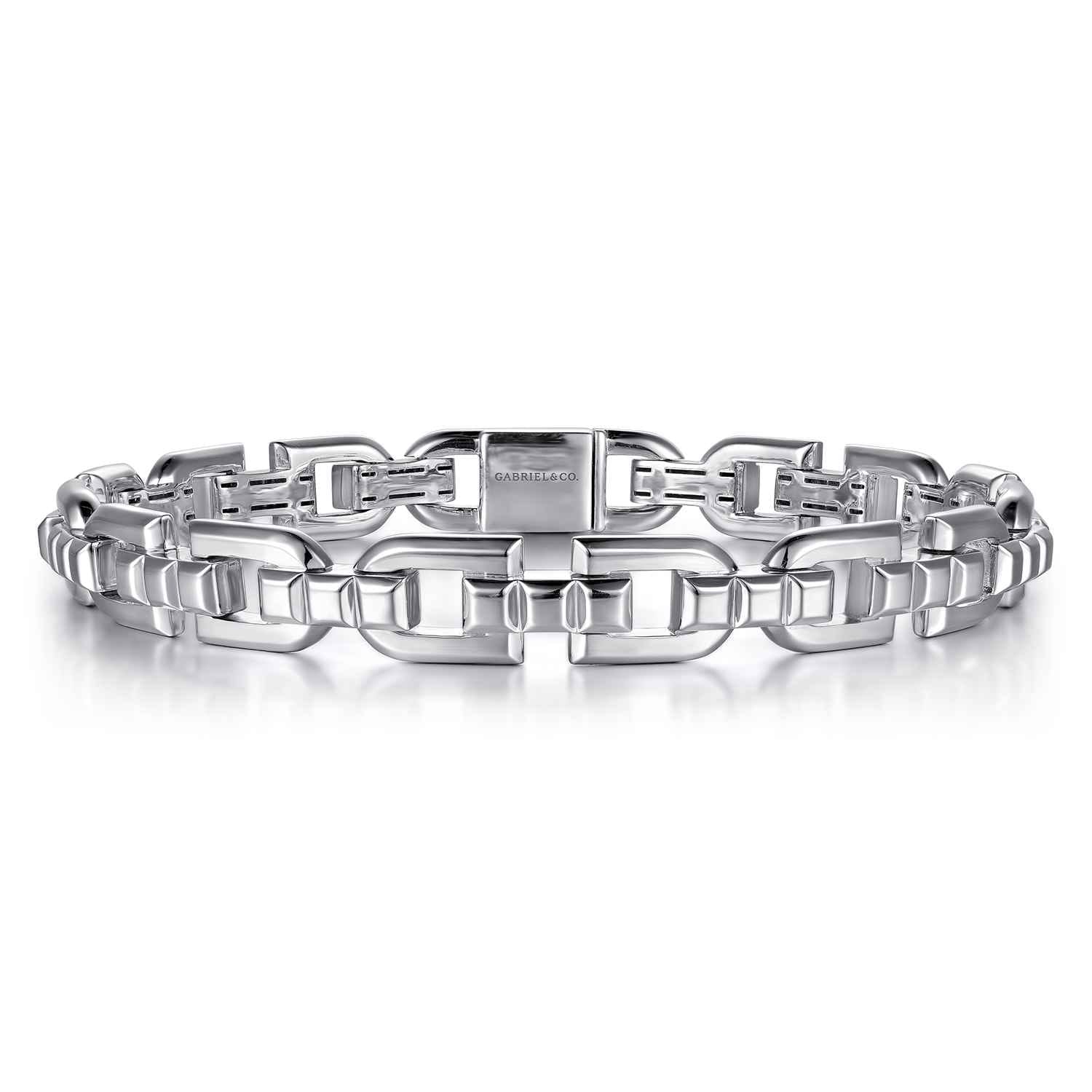 8mm 925 Sterling Silver Men's Cylindrical Mix Link Chain Bracelet - Shot 1