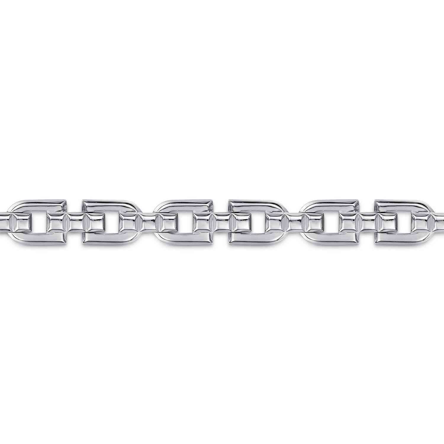 8mm 925 Sterling Silver Men's Cylindrical Mix Link Chain Bracelet - Shot 2