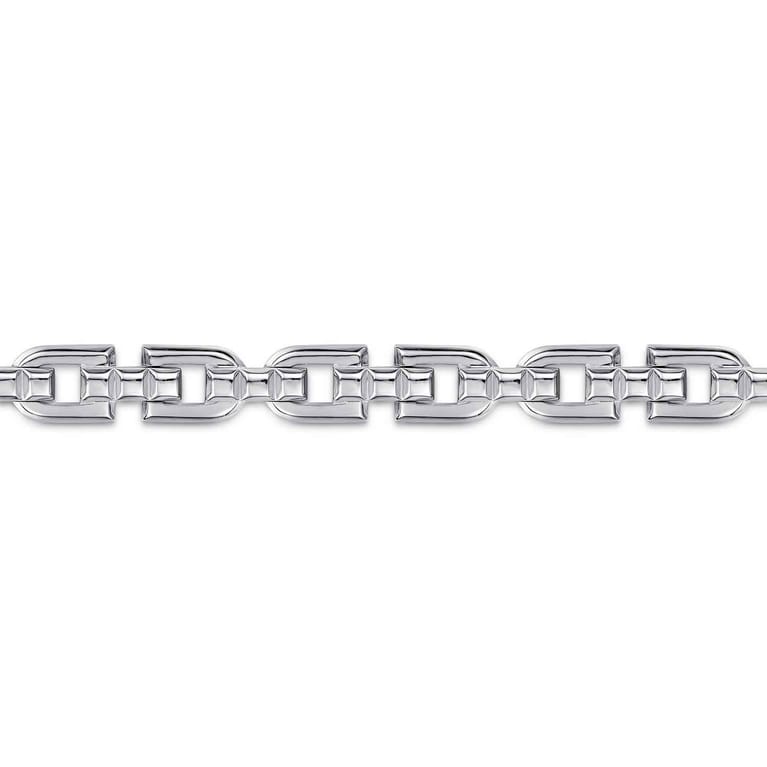 8mm 925 Sterling Silver Men's Cylindrical Mix Link Chain Bracelet - Shot 2