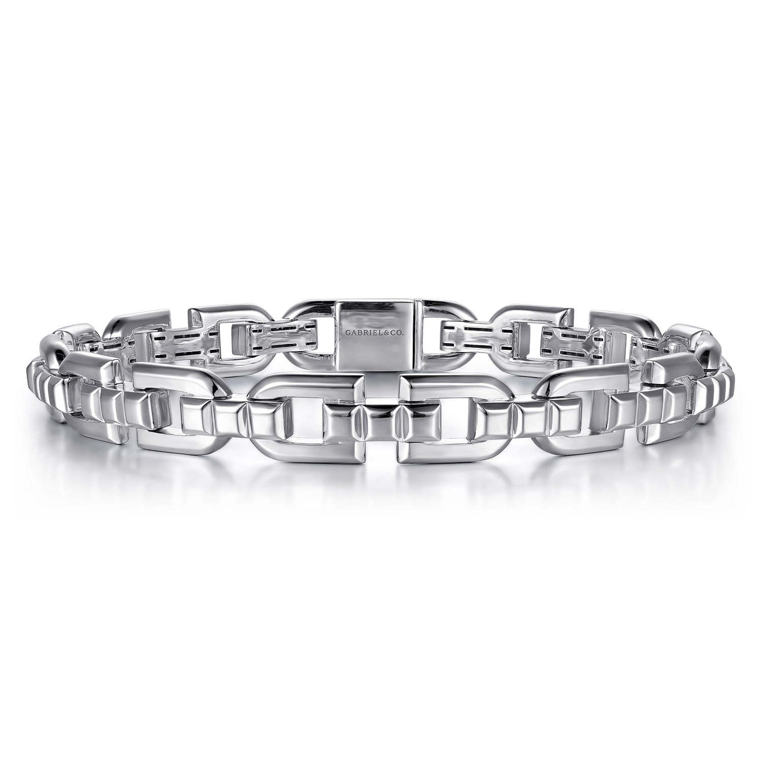 8mm 925 Sterling Silver Men's Cylindrical Mix Link Chain Bracelet - Shot 1