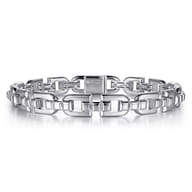 8mm 925 Sterling Silver Men's Cylindrical Mix Link Chain Bracelet