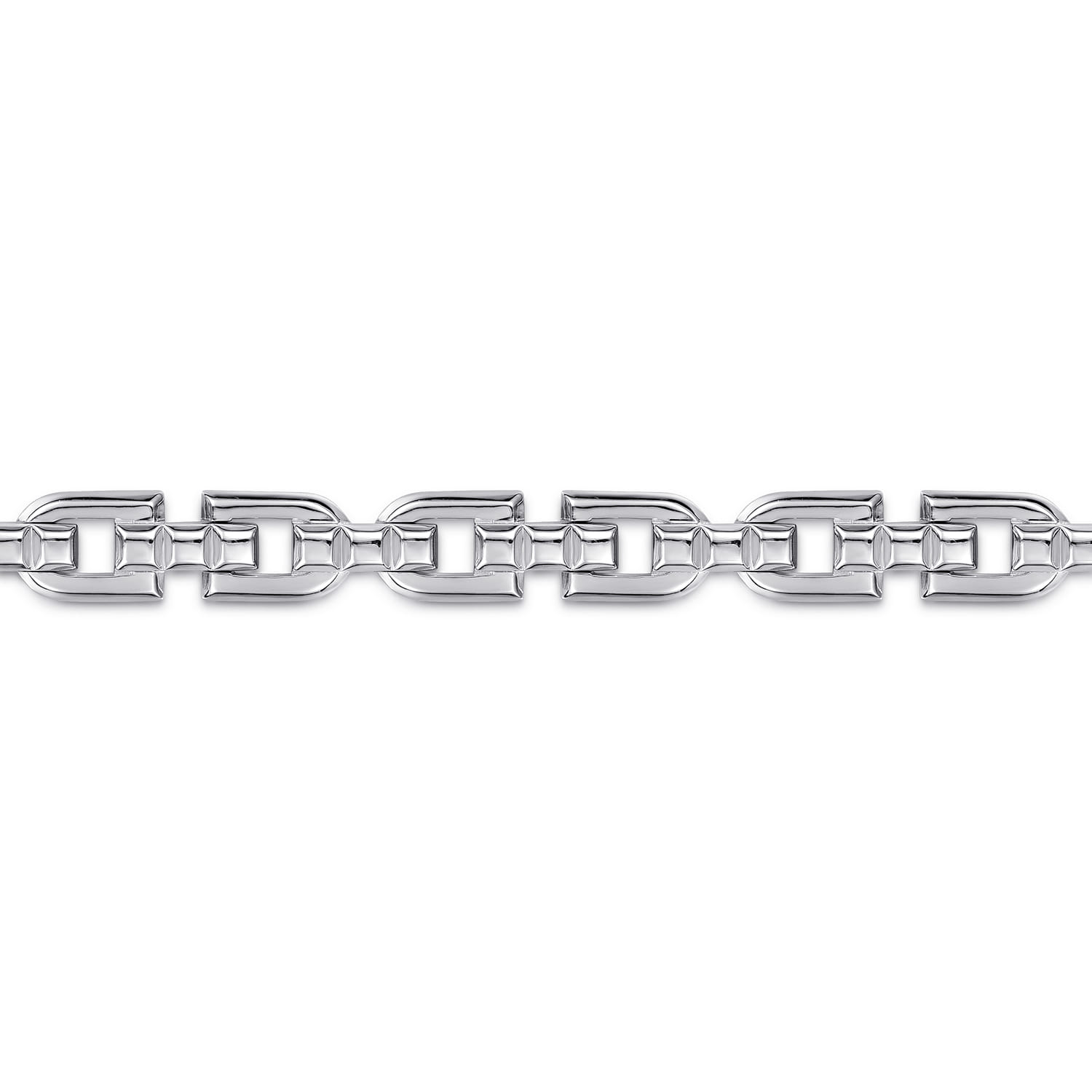 8mm 925 Sterling Silver Men's Cylindrical Mix Link Chain Bracelet - Shot 2