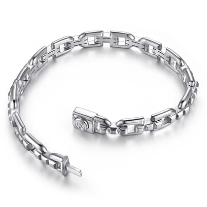 8mm 925 Sterling Silver Men's Cylindrical Mix Link Chain Bracelet