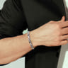 8mm 925 Sterling Silver Men's Cylindrical Mix Link Chain Bracelet