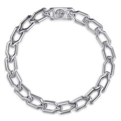 8mm 925 Sterling Silver Men's Hollow Faceted Link Chain Bracelet
