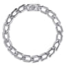 8mm 925 Sterling Silver Men's Hollow Faceted Link Chain Bracelet