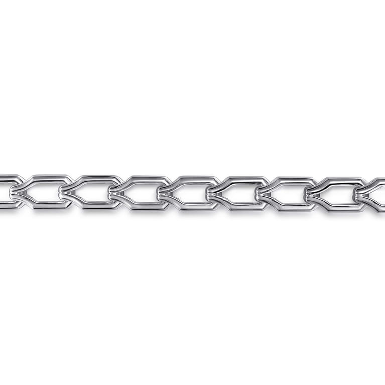 8mm 925 Sterling Silver Men's Hollow Faceted Link Chain Bracelet - Shot 2