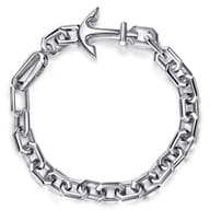 8mm 925 Sterling Silver Men's Solid Chain and Anchor Bracelet
