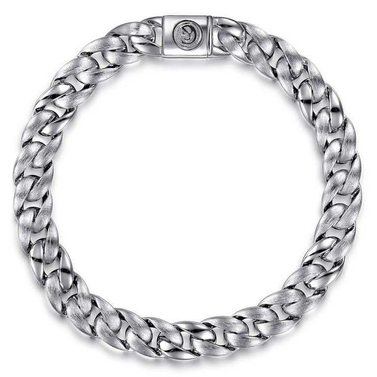 8mm 925 Sterling Silver Men's Solid Cuban Link Chain Bracelet - Shot 1