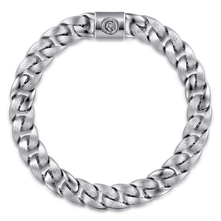 8mm 925 Sterling Silver Men's Solid Cuban Link Chain Bracelet - Shot 1