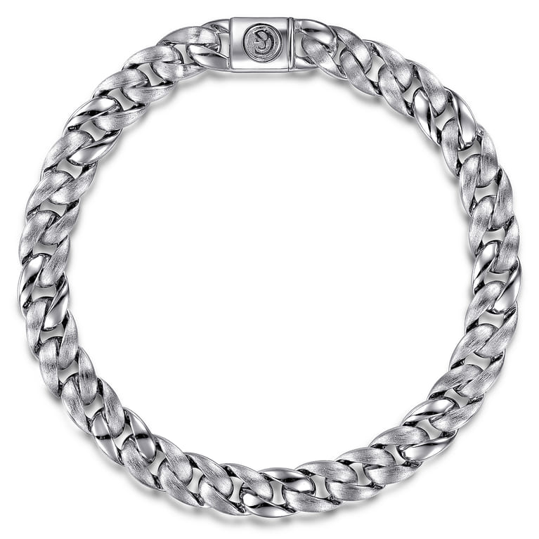 8mm 925 Sterling Silver Men's Solid Cuban Link Chain Bracelet - Shot 1