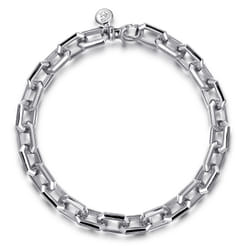8mm 925 Sterling Silver Men's Solid Faceted Chain Bracelet
