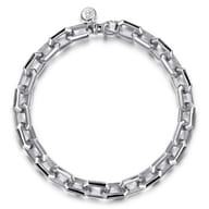 8mm 925 Sterling Silver Men's Solid Faceted Chain Bracelet
