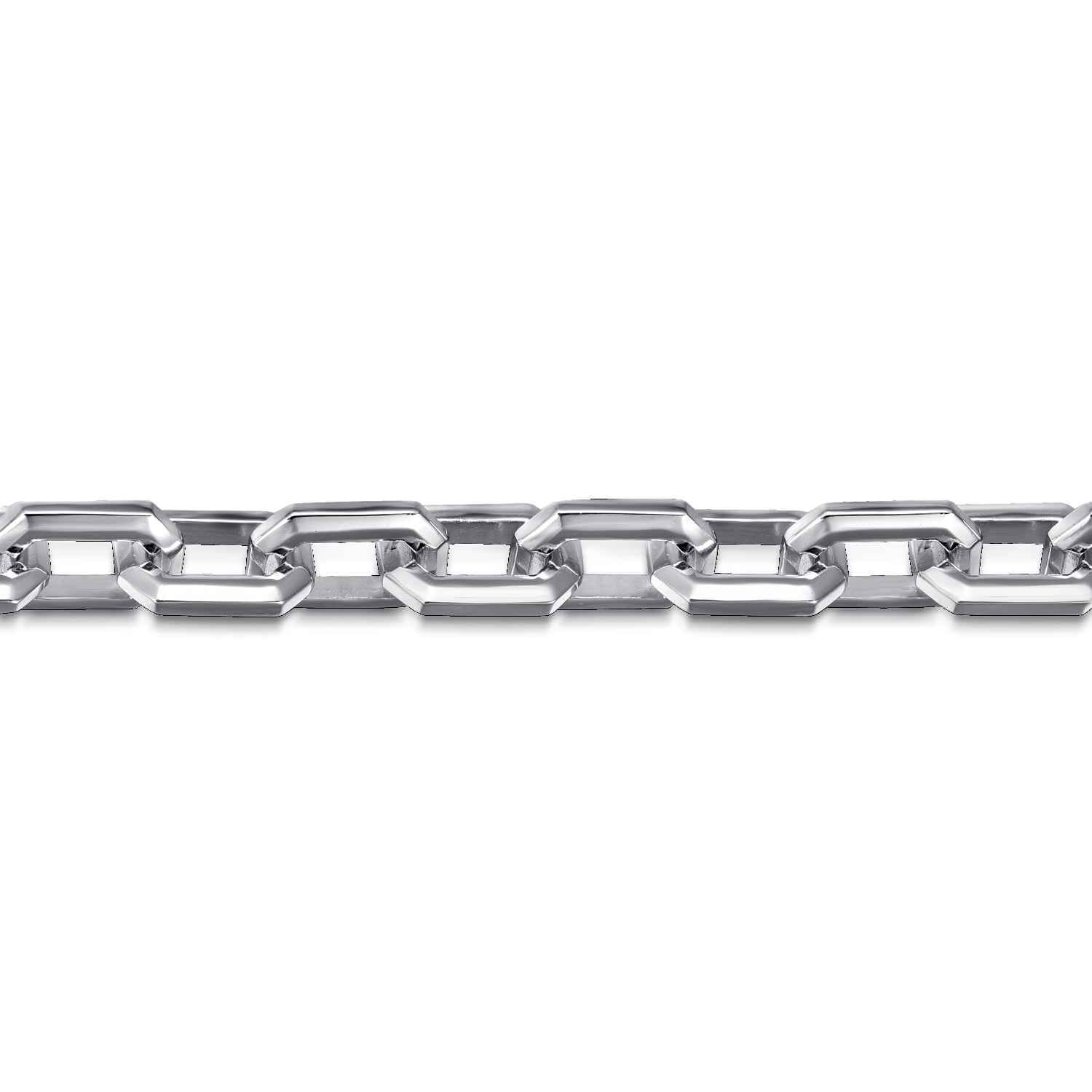 8mm 925 Sterling Silver Men's Solid Faceted Chain Bracelet - Shot 2