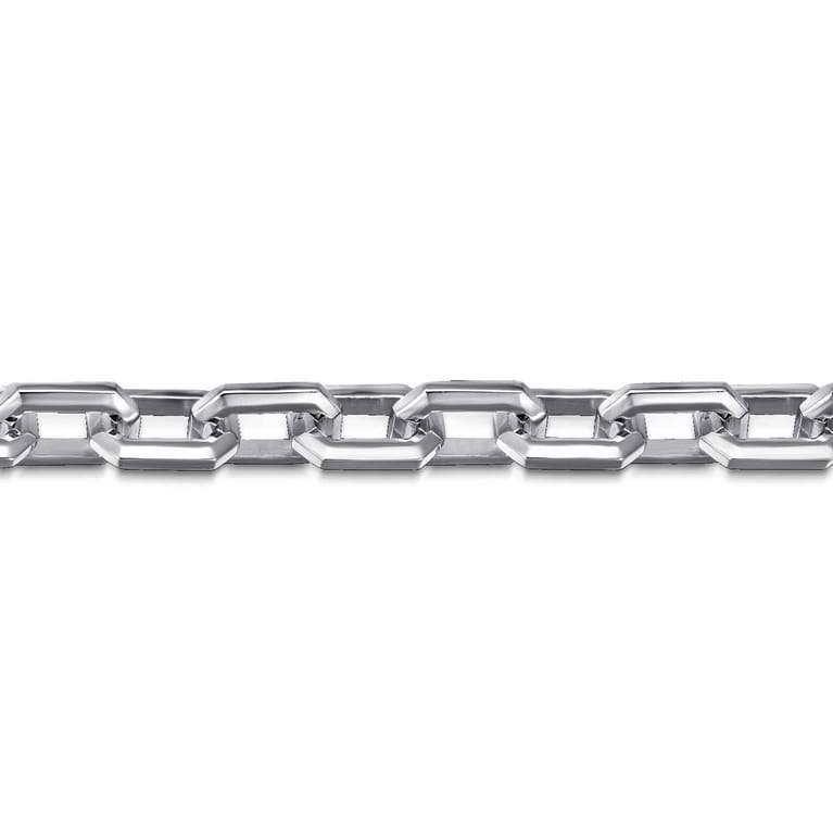 8mm 925 Sterling Silver Men's Solid Faceted Chain Bracelet - Shot 2
