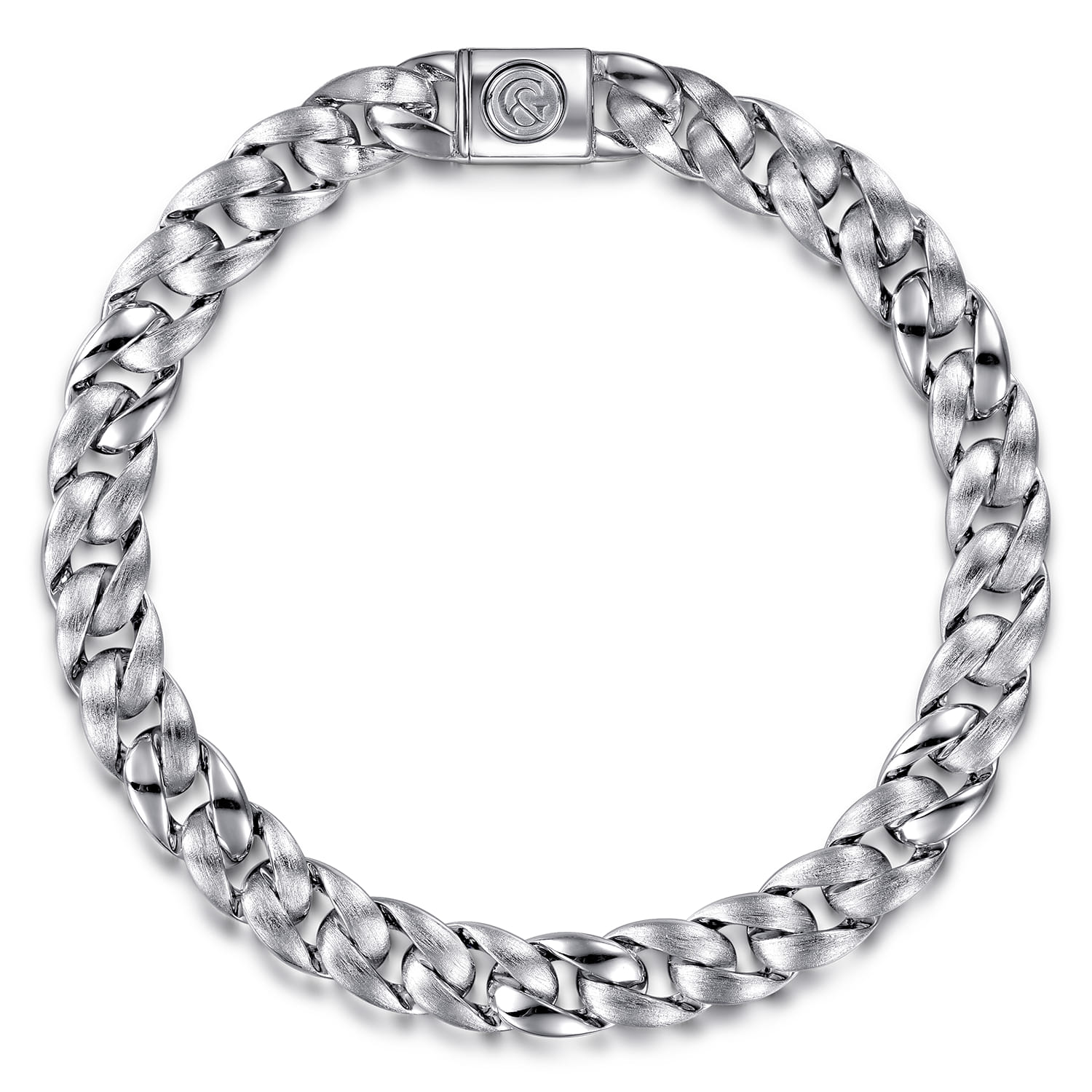 8mm 925 Sterling Silver Men's Solid Link Chain Bracelet - Shot 1