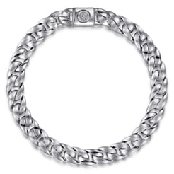 8mm 925 Sterling Silver Men's Solid Link Chain Bracelet