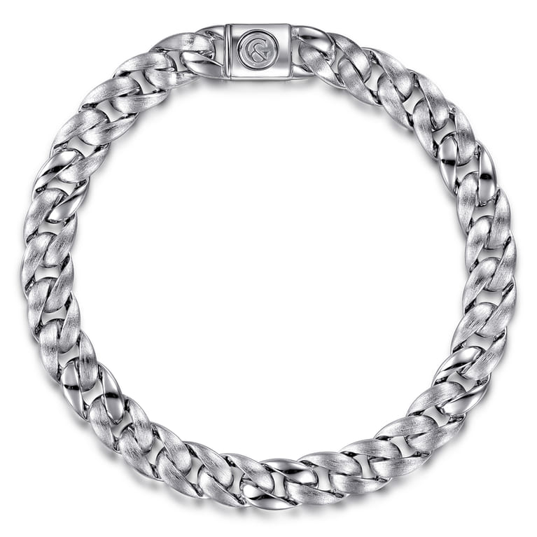 8mm 925 Sterling Silver Men's Solid Link Chain Bracelet - Shot 1