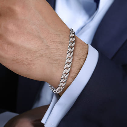 8mm 925 Sterling Silver Men's Solid Link Chain Bracelet
