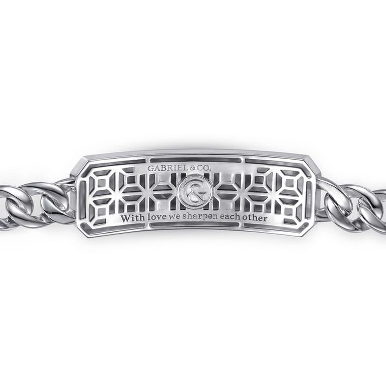 8mm 925 Sterling Silver and 14K Yellow Gold Garnet Men's Solid Cuban Link Chain Bracelet With Dagger ID - Shot 3