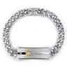 8mm 925 Sterling Silver and 14K Yellow Gold Garnet Men's Solid Cuban Link Chain Bracelet with Dagger ID