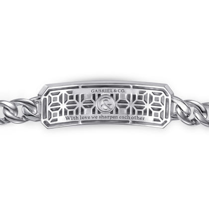 8mm 925 Sterling Silver and 14K Yellow Gold Garnet Men's Solid Cuban Link Chain Bracelet with Dagger ID
