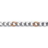 8mm 925 Sterling Silver with 14K Rose Gold Men's Solid Diamond Cuban Link Chain Bracelet - 0.25 ct