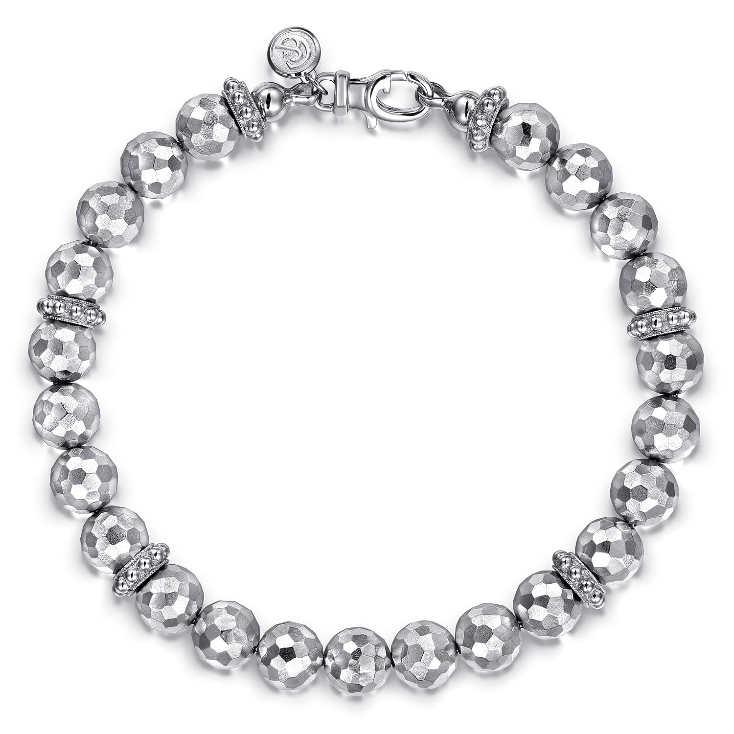 8mm Sterling Silver Faceted Bead Bracelet - Shot 1