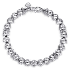 8mm Sterling Silver Faceted Bead Bracelet