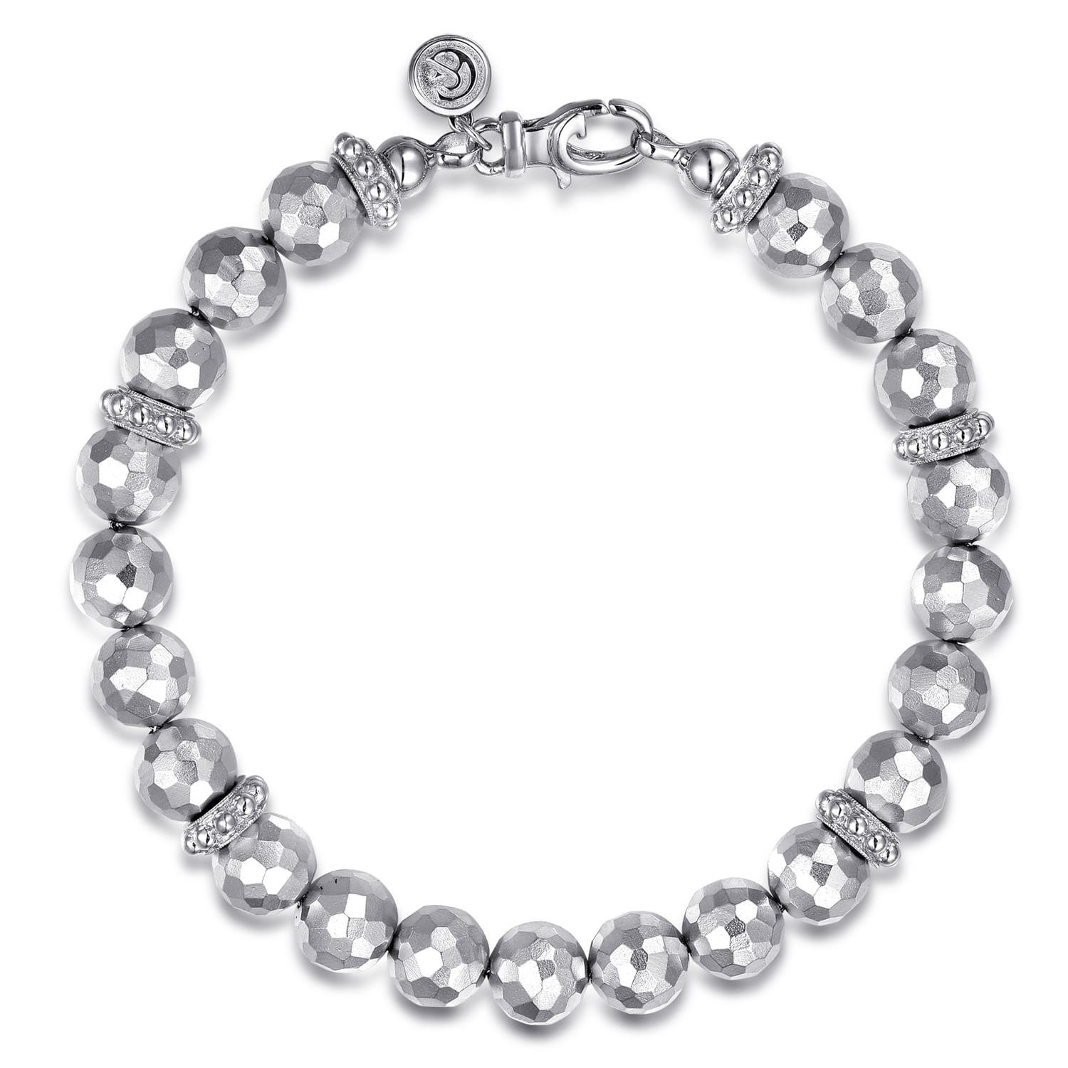8mm Sterling Silver Faceted Bead Bracelet