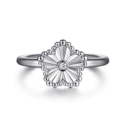 925 Serling Silver Diamond Bujukan Frame Flower Diamond Cut Ladies Ring