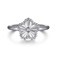 925 Serling Silver Diamond Bujukan Frame Flower Diamond Cut Ladies Ring
