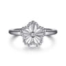 925 Serling Silver Diamond Bujukan Frame Flower Diamond Cut Ladies Ring - 0.01 ct