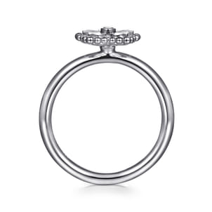 925 Serling Silver Diamond Bujukan Frame Flower Diamond Cut Ladies Ring