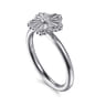925 Serling Silver Diamond Bujukan Frame Flower Diamond Cut Ladies Ring - 0.01 ct