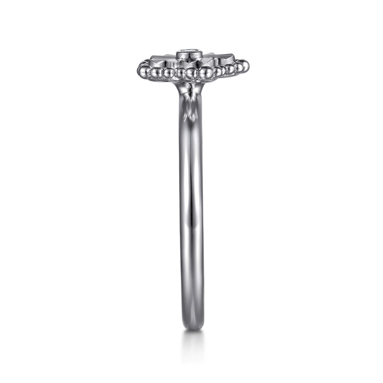 925 Serling Silver Diamond Bujukan Frame Flower Diamond Cut Ladies Ring - 0.01 ct - Shot 4