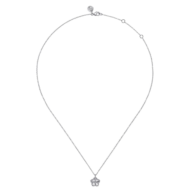 925 Serling Silver Diamond Pendant Necklace-Bujukan - 0.01 ct - Shot 2
