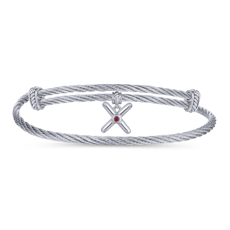 925 Silver-Stainless Steel Bangle - Shot 1